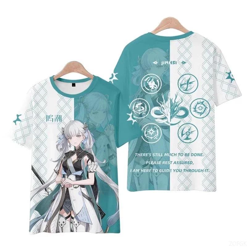 3D Anime Games Fashion Cartoon Genshin Impact Cute Printed Summer Trend Flow Loose Casual Round Neck T-shirt