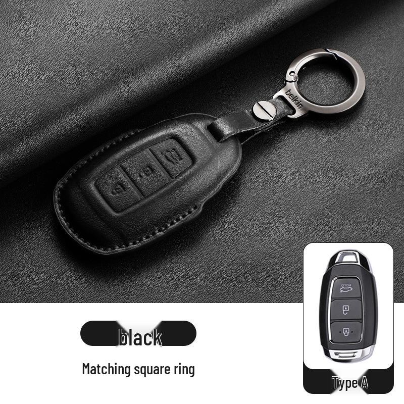 Genuine Leather Key Case for Hyundai ix35, Santa Fe, Fiesta, ix25, Elantra, Verna, Mistra