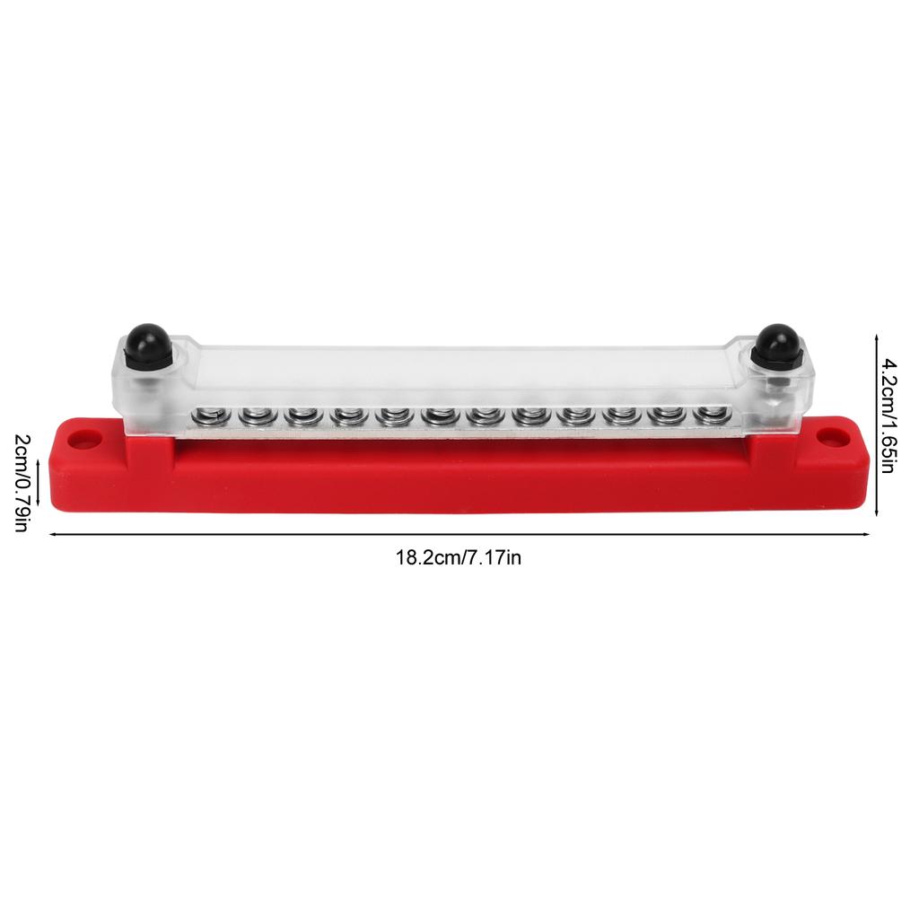 48V 150A 12 Terminal Bus Bar Power Distribution Block with Cover M6 Studs M4 Screws for Car RV Marine Boat