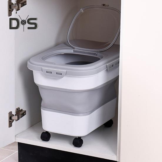 Collapsible Cat Dog Food Storage Container with Lid Wheels Design Large Capacity Dry Dog Cat Food Box Moisture Proof Box