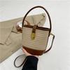 Good quality new splicing straw woven bag women's fashion shoulder crossbody woven bag