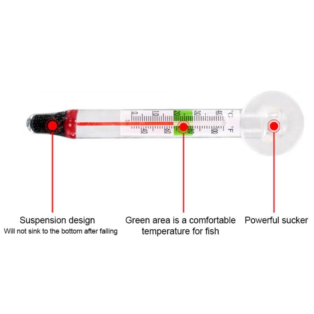 Submersible Glass Aquarium Thermometer with Suction Cup Waterproof Fish Tank Thermometer Floating Water Thermometer