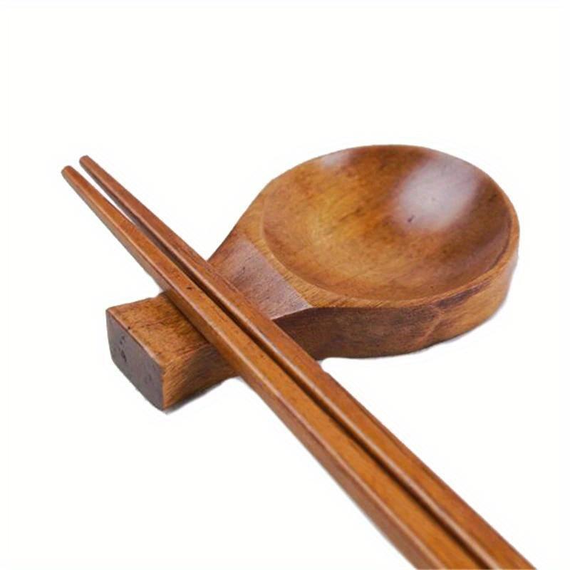2pcs Natural Wood Chopsticks Holder Rest Japanese Style Spoon Fork Knife Holder Tableware Rack Decoratio Minimalist Tableware