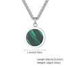 Watermelon Color Pendant Necklace for Men Boys,Green Square Round Stainless Steel Necklace,Stylish Jewelry Gifts To Husband Dad