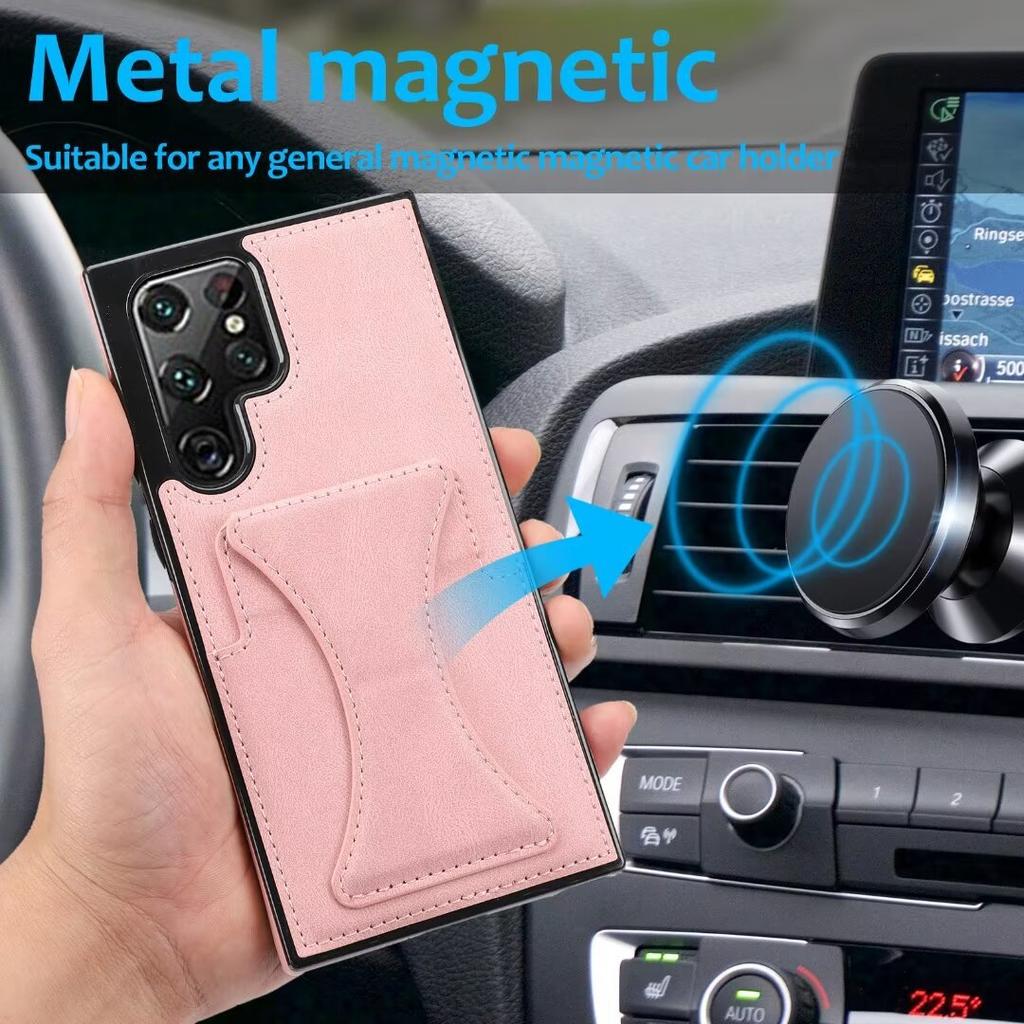For Samsung Galaxy S25 Ultra Edge S24 Fe S23 Plus S22 + S21 S20 Note 20 Ultra Leather Phone Case Magnetic Card Holder Soft Cover