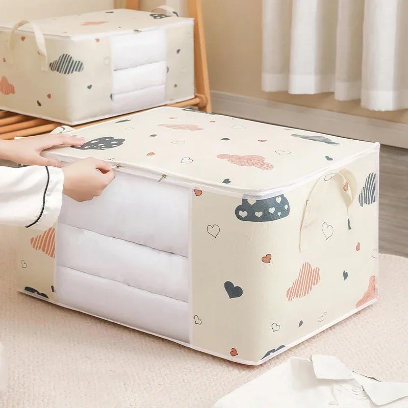 Large Capacity Clothes Storage Bag Organizer With Reinforced Handle Suitable For Blankets Bedding Foldable With Sturdy Zipper