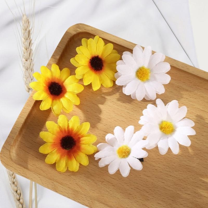 Festival Sunflower Hair Clip Set of 6 for Women Girl Fashion Daisy Hair Barrettes Side Hair Pin Party Hair Styling Tool