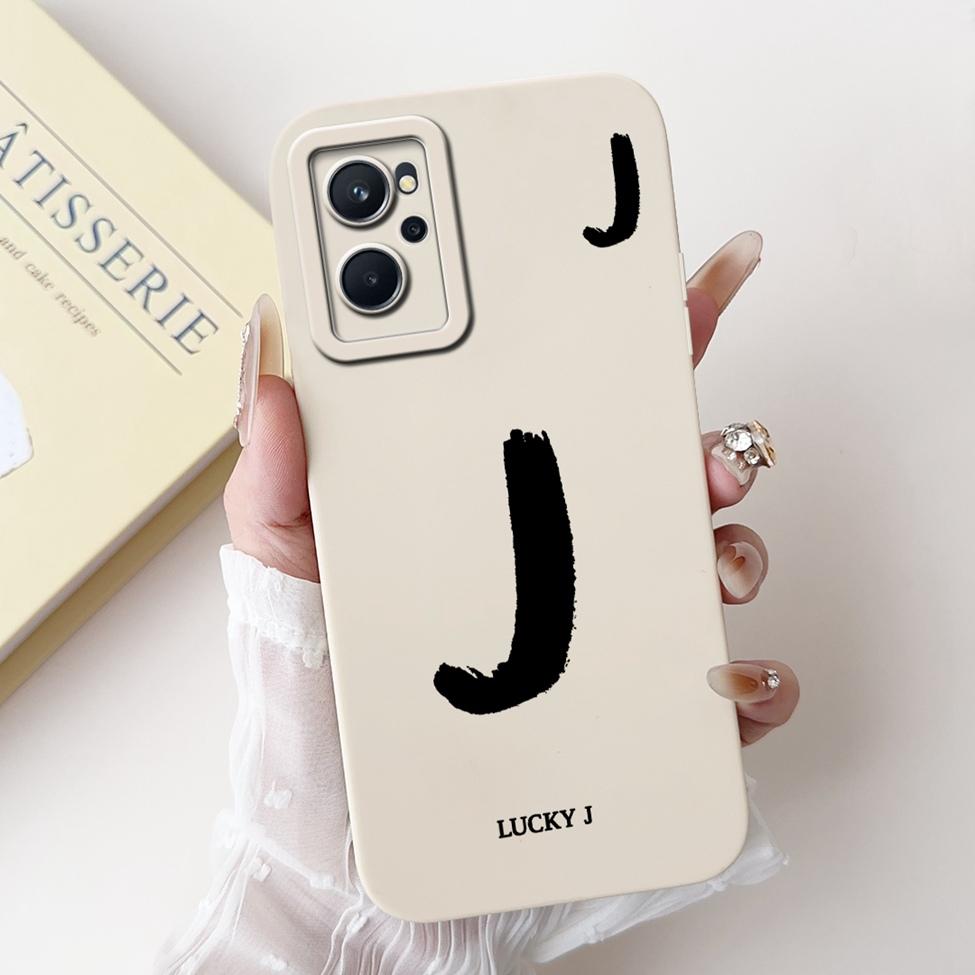 For Realme 9i 4G RMX3491 Cover For Realme 9i 4G Case Simple Fashion Luxury Letters A-Z Pattern Design Silicone Shockproof Bumper