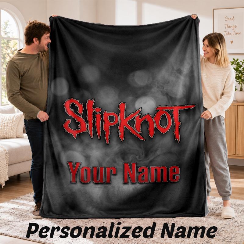 Slipknot Personalized Flannel Blanket Custom Name Text Soft Throw Blanket Home Decor
