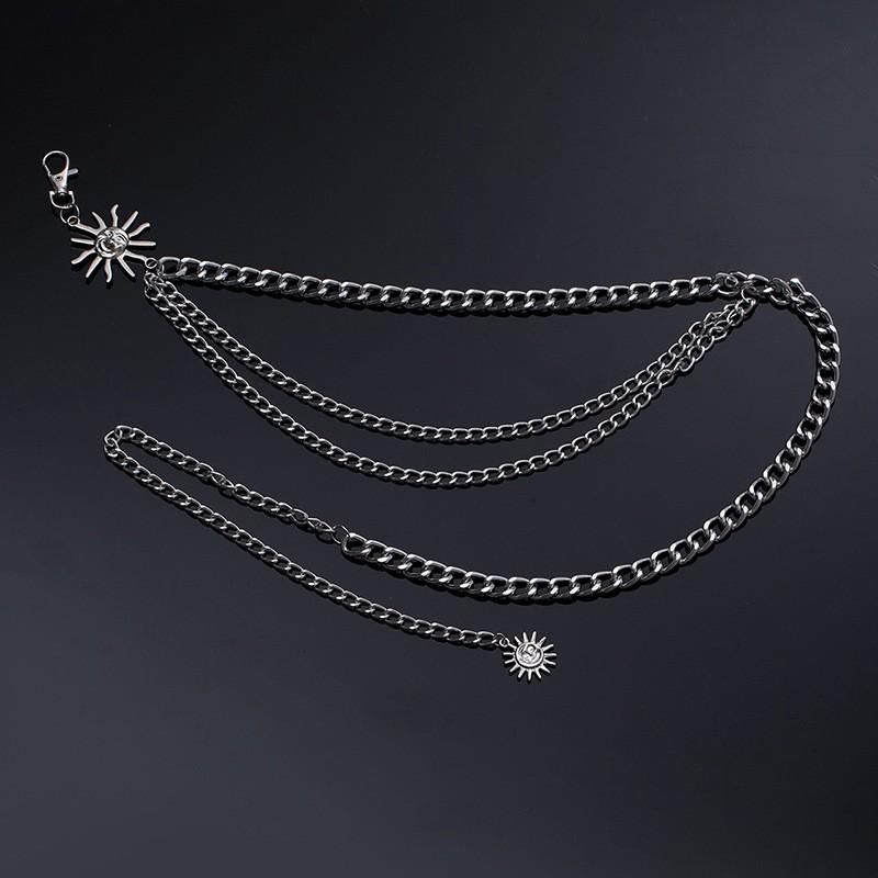 Atmospheric Metal Sunflower Tassel Waist Chain Women'S Adjustable Dress Waist Accessories Multi-Layer Premium Chain Belt