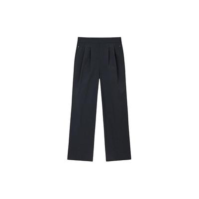 Solid Color Mid Waist Straight Loose Knit Sports Pants Women Pants Black 162420507-3