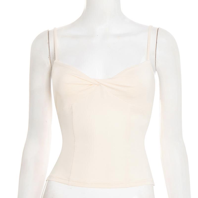 European Style Women s Autumn/Winter Slim-Fit Twisted Backless Camisole Top L