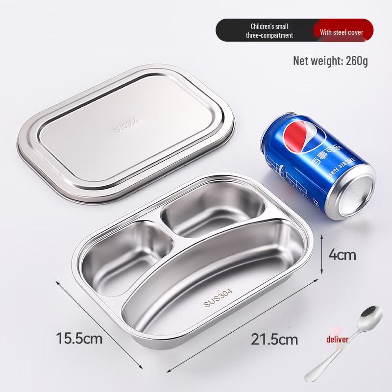 304 Stainless Steel Divided Lunch Tray for Kids & School Canteens