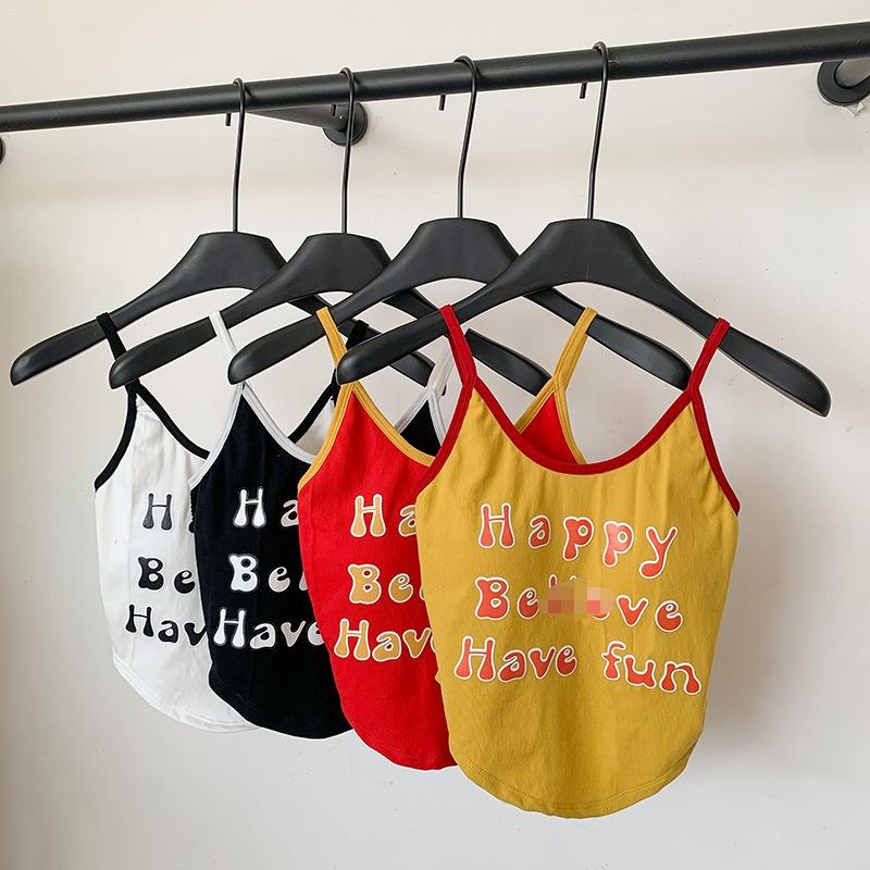 Hot Girl Sweet Girl White Thin Girl Beautiful Back Color Contrast Age Reduction Lazy Short Little Camisole