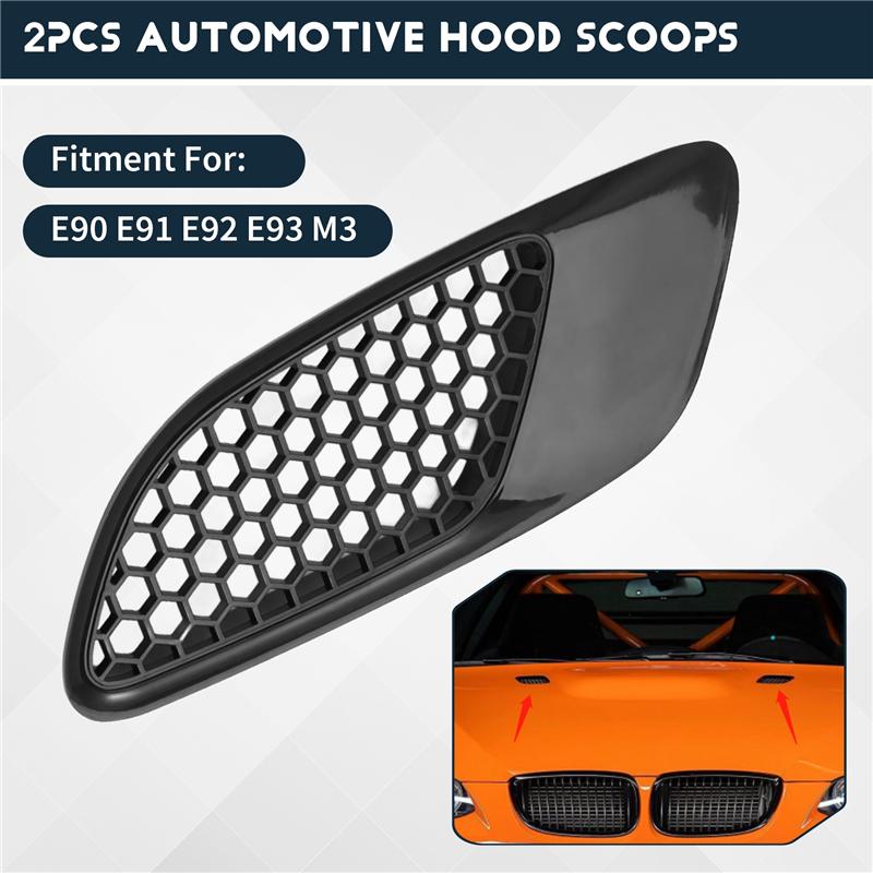 2PCS Air Vent For Real M3 Model Car Front Air Scoop Bonnet Vent Hood Vent Louvers For-BMW E90 E91 E92 E93 M3 ABS