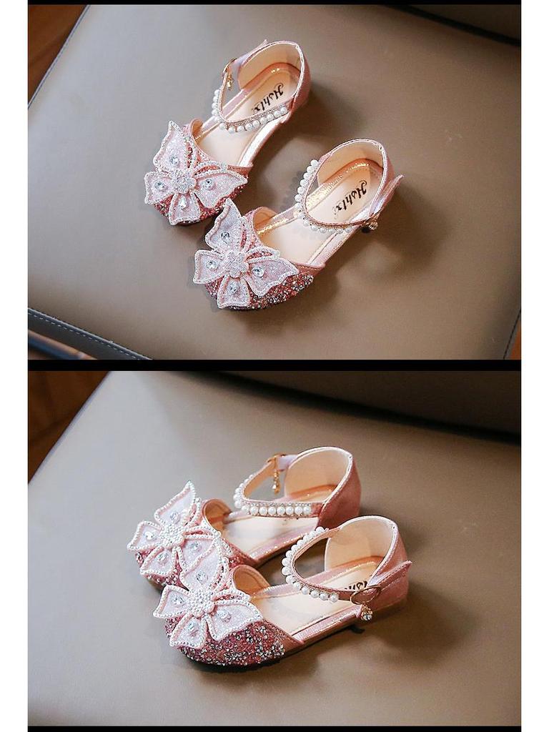 2025 Spring Bow Sandals: Girls' Princess Dance & Leather Shoes