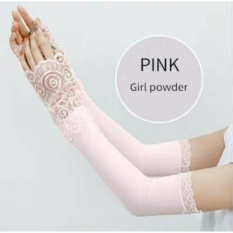 

Women s Lace Thin Summer Sunshade Arm Sleeve Ice Sleeve Lace edge powder