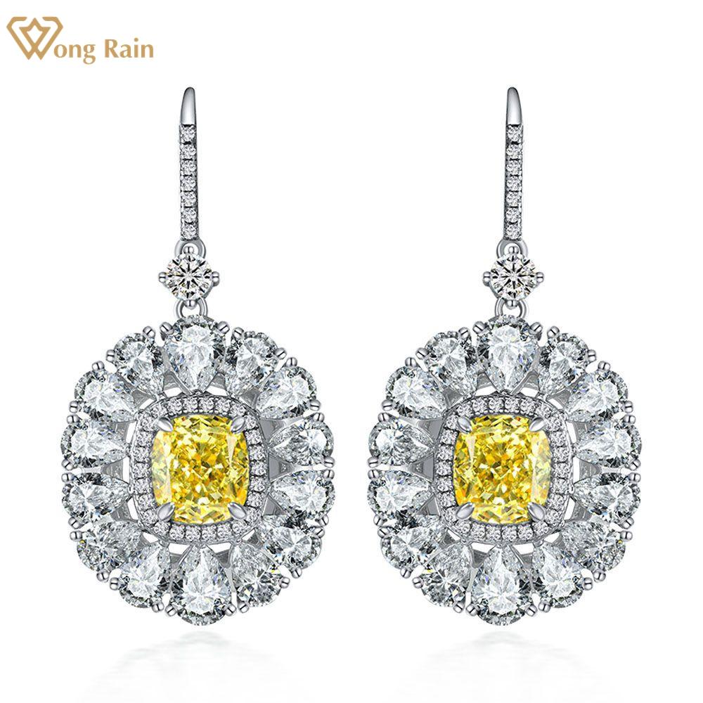 

Wong Rain Роскошные серьги-подвески из стерлингового серебра 925 пробы с измельченным льдом AAAAA, цирконы, драгоценные камни, цветы, висячие серьги для женщин, изящные ювелирные изделия жёлтый