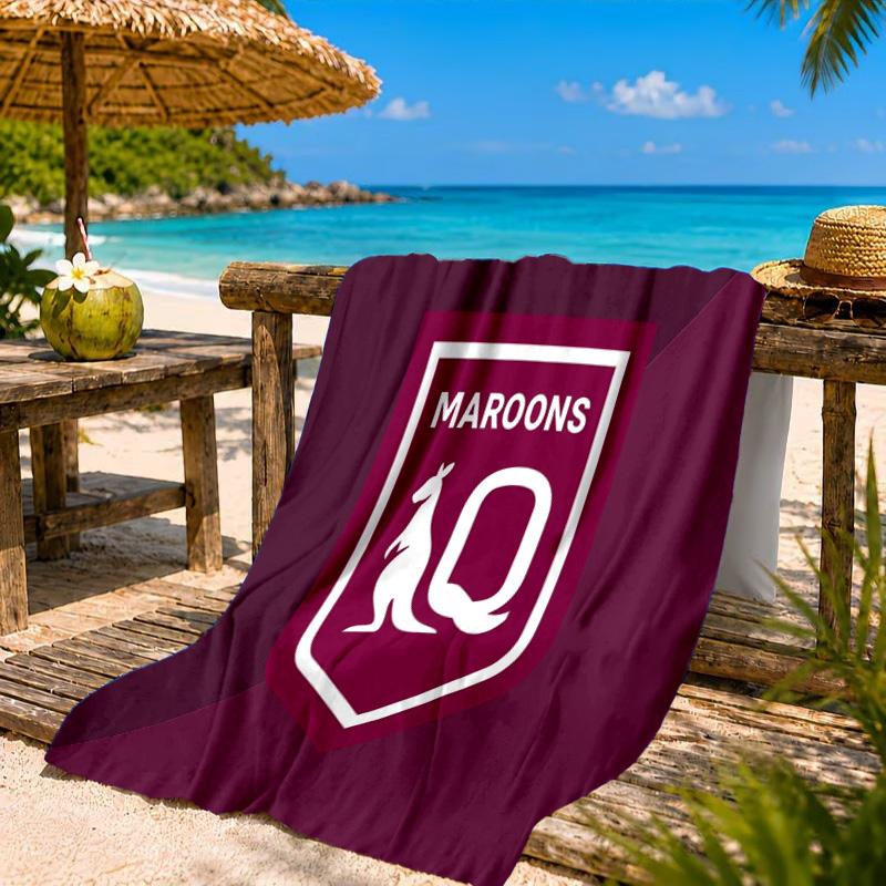 Australien Maroons Rugby Team Emblem Strandtuch, Schnelltrocknend, Pflegeleicht, Geeignet für Fitness und Strandurlaub, Sport-Essential