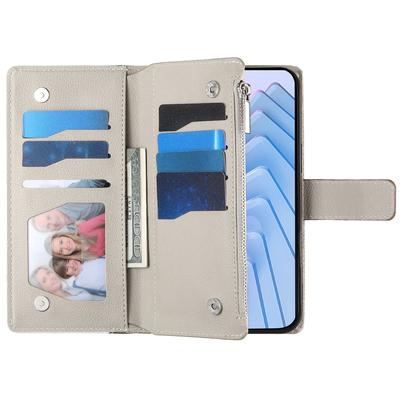 For Xiaomi Redmi Note 14 Pro 5G Case Zipper Wallet Color Splicing Leather Flip Phone Cover with Straps
