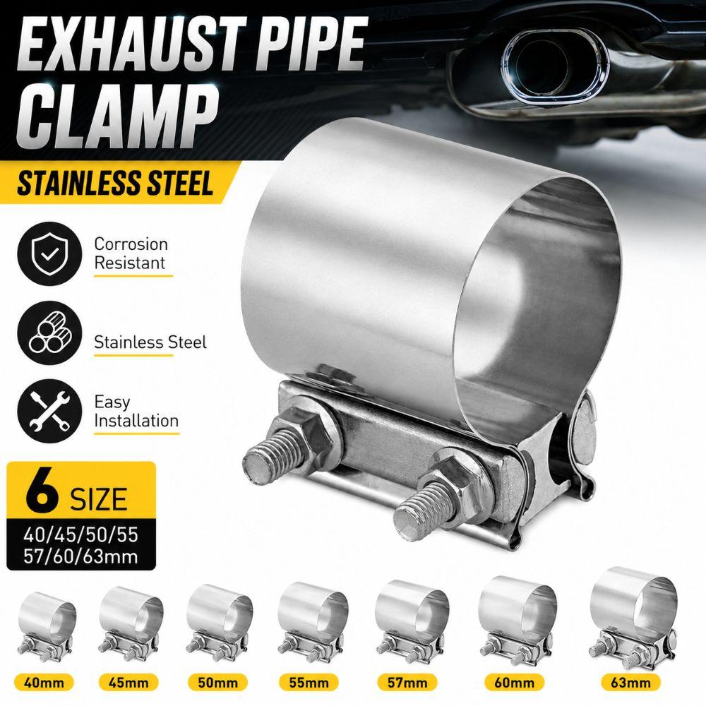 40/45/50/55/57/60/63mm Pipe Connection Hoop Stainless Steel Exhaust Clamp  Car Exhaust System