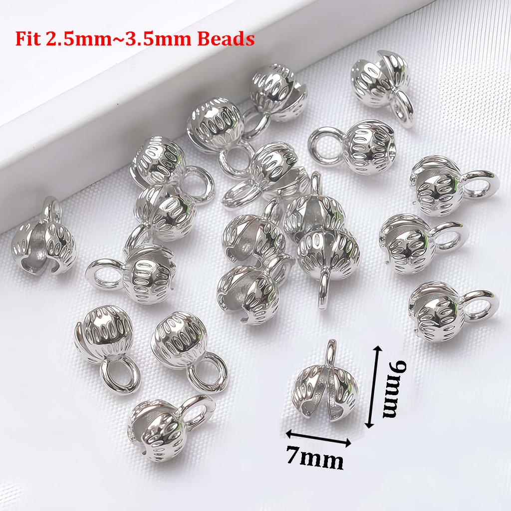 10PCS Brass Crimp End Beads 18K Gold Plated Tip Ball Chain Connector Clasp for DIY Necklace Bracelet Jewelry Making Accessories