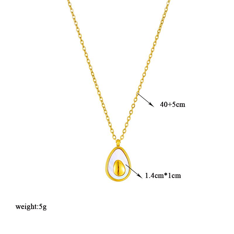 DIEYURO 316L Stainless Steel Shell Avocado Pendant Necklace For Women Design Creative Girls Clavicle Chain Jewelry Birthday Gift