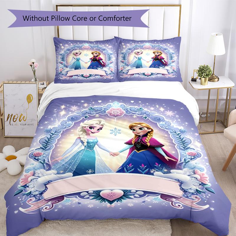 3pcs Elsa Bedding Set Duvet Cover Closure Includes 1 Duvet Cover & 2 Pillowcases, Soft and Comfortable for All Seasons.