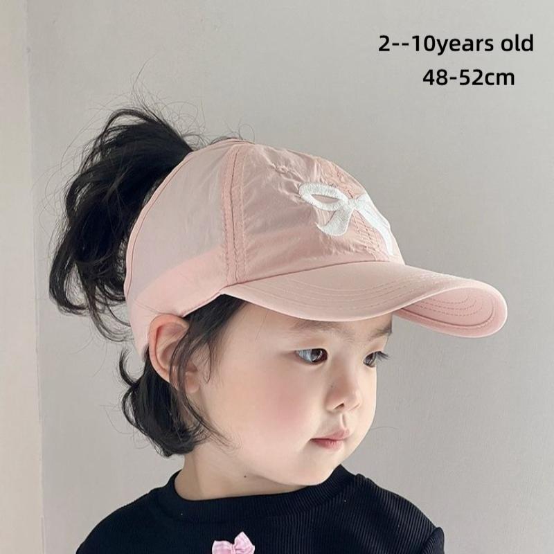 New Sweet Kids Ponytail Baseball Caps Candy Color Quick Drying Adjustable Visor Cap Summer UV Protection Hat Outdoor Travel Caps