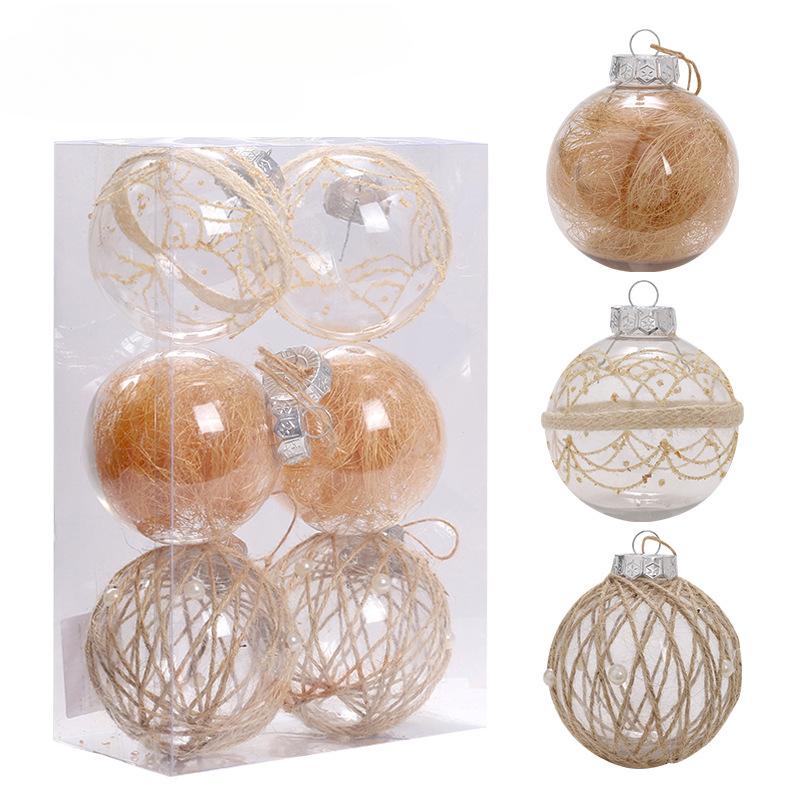 Décoration de Noël, 8CM, Matériau PET, Transparent, Ensemble de Boules de Noël, Pendentif pour Arbre de Noël, Accessoires de Décoration de Mariage