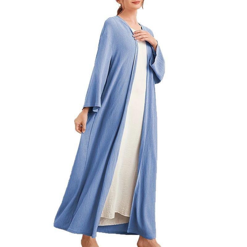 Rochie Islamică Lungă pentru Femei Saudite - Robă Largă Arabică Monocromă pentru Toate Sezoanele