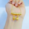 Vietnam Sand Gold Mantra Necklace & Bracelet: Lotus Seed Pod & Bent Tube, Brass Gold-Plated