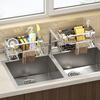 Bathroom Sink Storage Rack Metal Drain Rack with Cutlery Container Dishwashing Sponge Holder Kitchen Countertop Storage Shelf