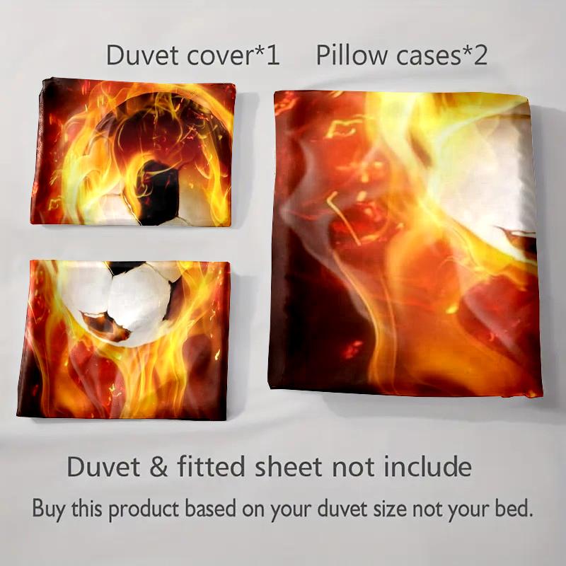 Fiery soccer ball Bedding Duvet cover sets Duvet covers Pillowcases gifts (1 * Duvet Cover 2 * Pillowcases, without duvet insert)