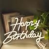 Happy Birthday Neon Sign USB Powered Dimmable Acrylic LED Happy Birthday Light-up Sign Warm White Birthday Party Wall Decoration Lamp
