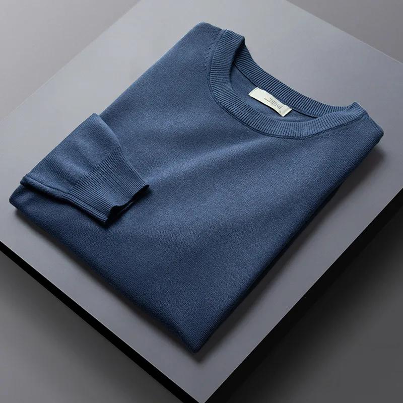 Men s Crew Neck Sweater Thin Section Casual Slim Base Long Sleeve Sweater M тёмно-синий