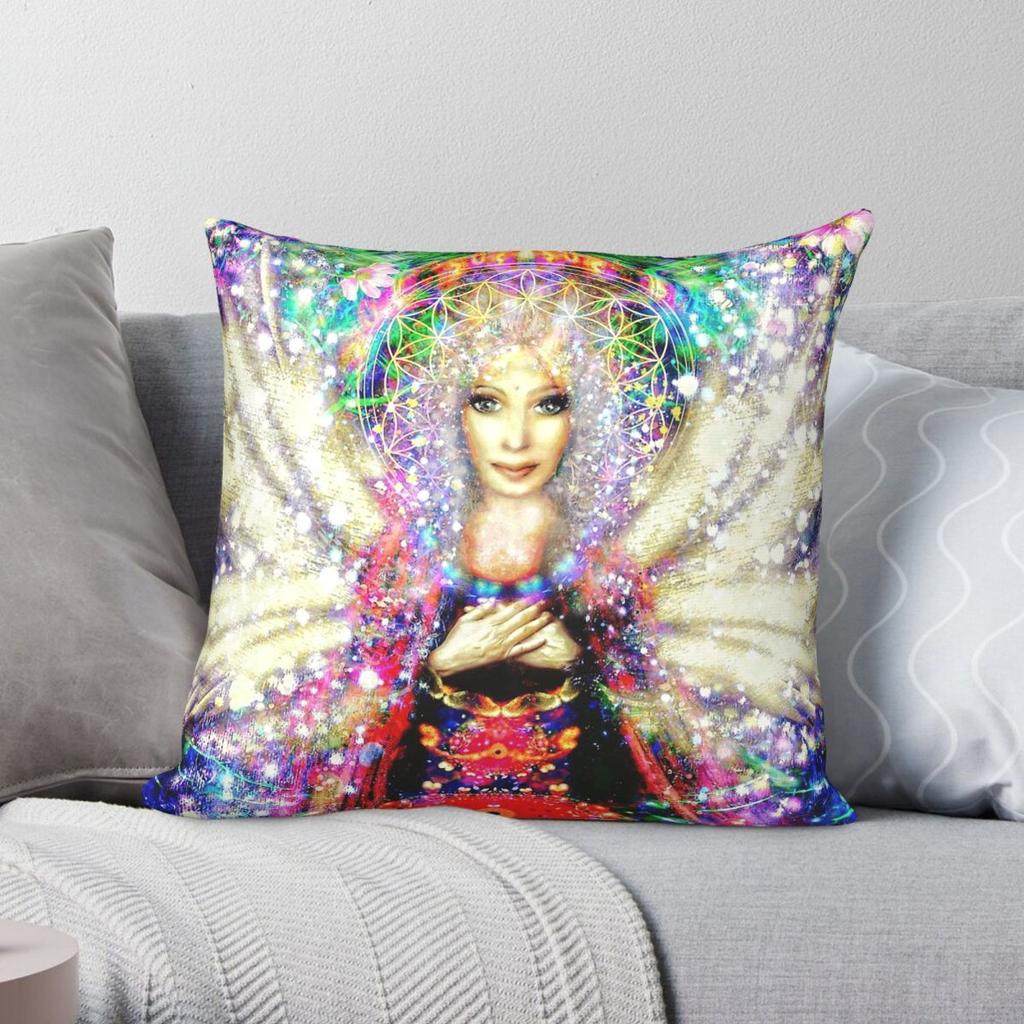 Angel Of The Divine Feminine Square Pillowcase Polyester Linen Velvet Creative Zip Decor Pillow Case Room Cushion Cover