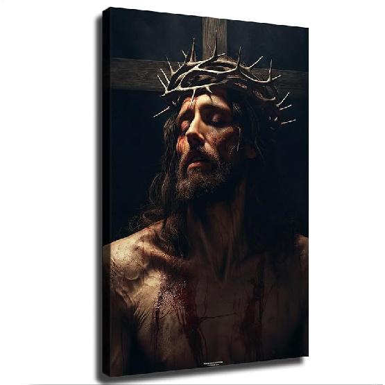 

Распятие Христа Иисуса - Религиозное искусство Холст Постер Декоративная живопись Праздничный подарок HD Картина Современная эстетика Фреска Холст Настенное искусство 12L x 8W