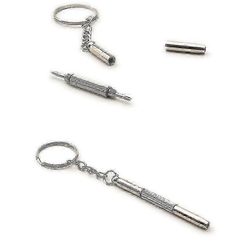 Mini Flat Head Phillips Screwdriver with Hollow Hex Nut Keychain Glasses (Mini Screwdriver - 2 Pairs)
