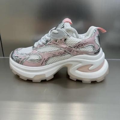 Dad-Schuhe, Sportschuhe, dicke Sohlen, erhöhtes atmungsaktives Mesh, einfarbig, Prinzessinnen-Stil, ganzjahrestauglich