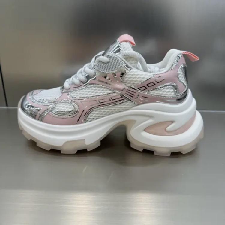 Dad shoes, sports shoes, thick soles, heightened breathable mesh, solid color, princess style, universal in all seasons