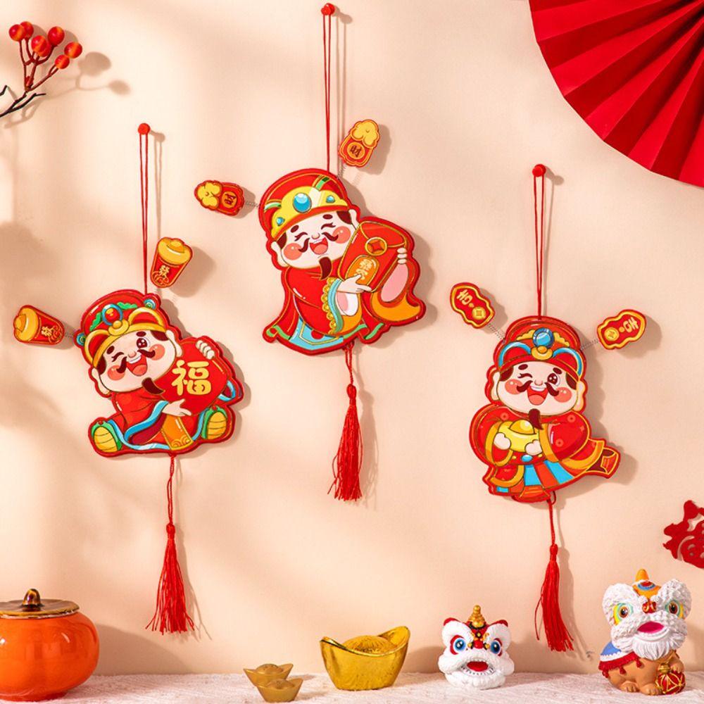 Chinese Style God of Wealth Hanging Ornament New Year Refrigerator Magnet  Home Living Room Decor