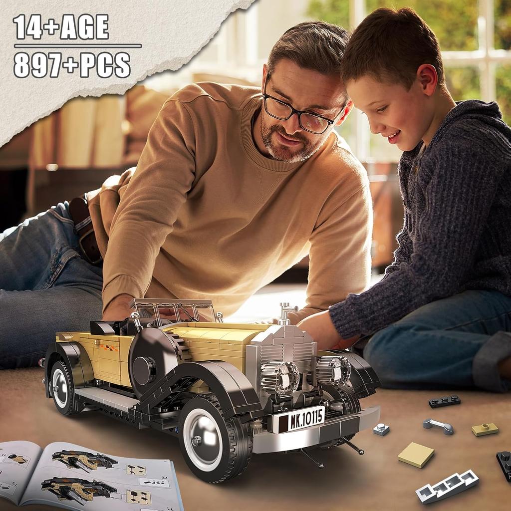 MOULD KING 10115 Technical Building Block The MOC Fantom Vintage Car Model Set Assembly Brick Toys Creative Kids Christmas Gift