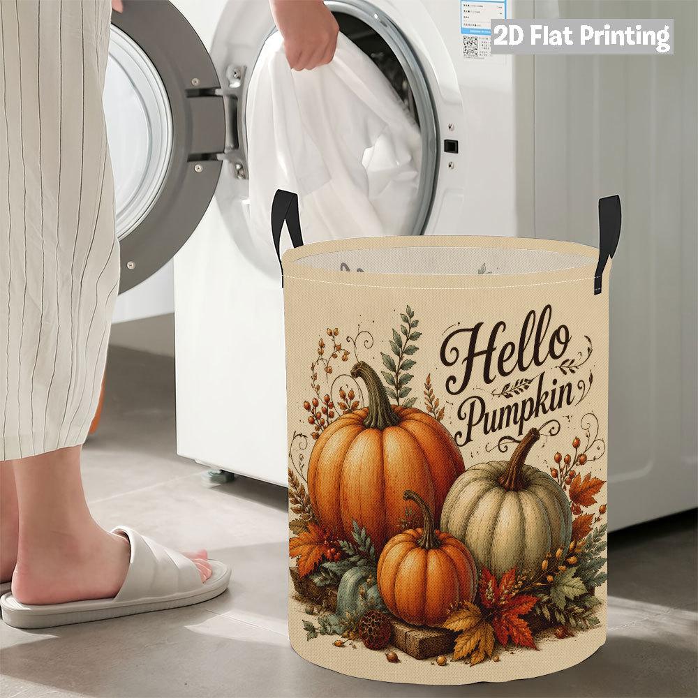 Collapsible Laundry Basket Large Round Waterproof Fabric Hamper Dirty Clothes Storage Bin Toy Organizer with Handles