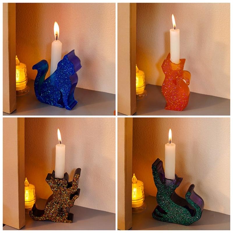 Kerzenhalter Harzformen Katzenform Kerzenständer Silikonform Einzigartiger Tierkerzenständer Epoxidgussform DIY Bastelarbeiten