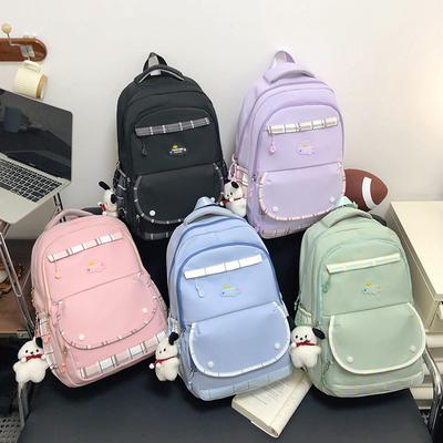 Mochila Simples e Leve de Grande Capacidade para Estudantes do Ensino Médio e Fundamental, Versão Coreana de Primavera, Mochila Universitária Feminina