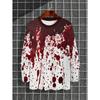 Druk 3D Horror Czerwone Plamy Krwi Wzór Halloweenowa Koszulka z Długim Rękawem Dla Mężczyzn Vintage Halloweenowa Impreza Osobowość OOTD Koszulka Top