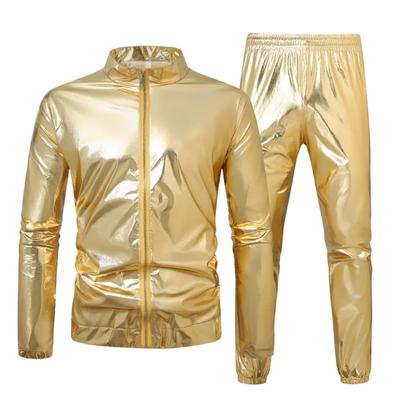 Silver Glossy Clothing Performance Clothing Jacket and Pants Two-piece Set Autumn New Men's Fashion Stage Gold And