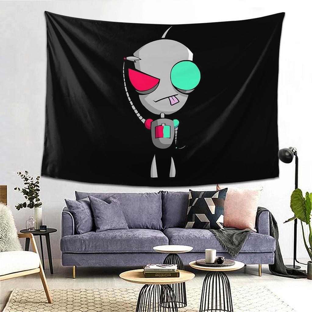 Gir Invader Zim Tapestry Decoration Art Aesthetic Tapestries for Living Room Bedroom Home Wall Cloth Wall Hanging
