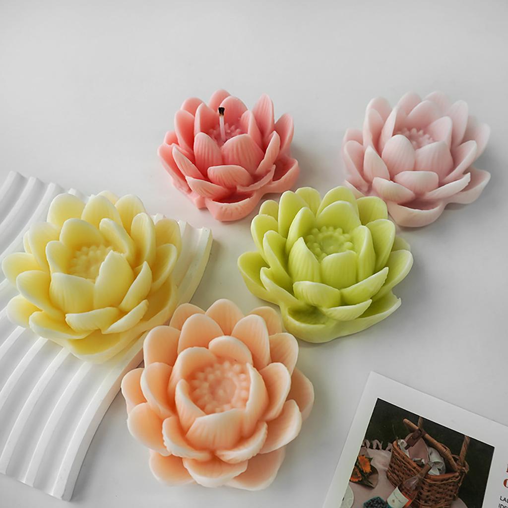 Statue Moulds Crafts Mold Silicone Candle Mold Lotusflower Shape Handmade Molds